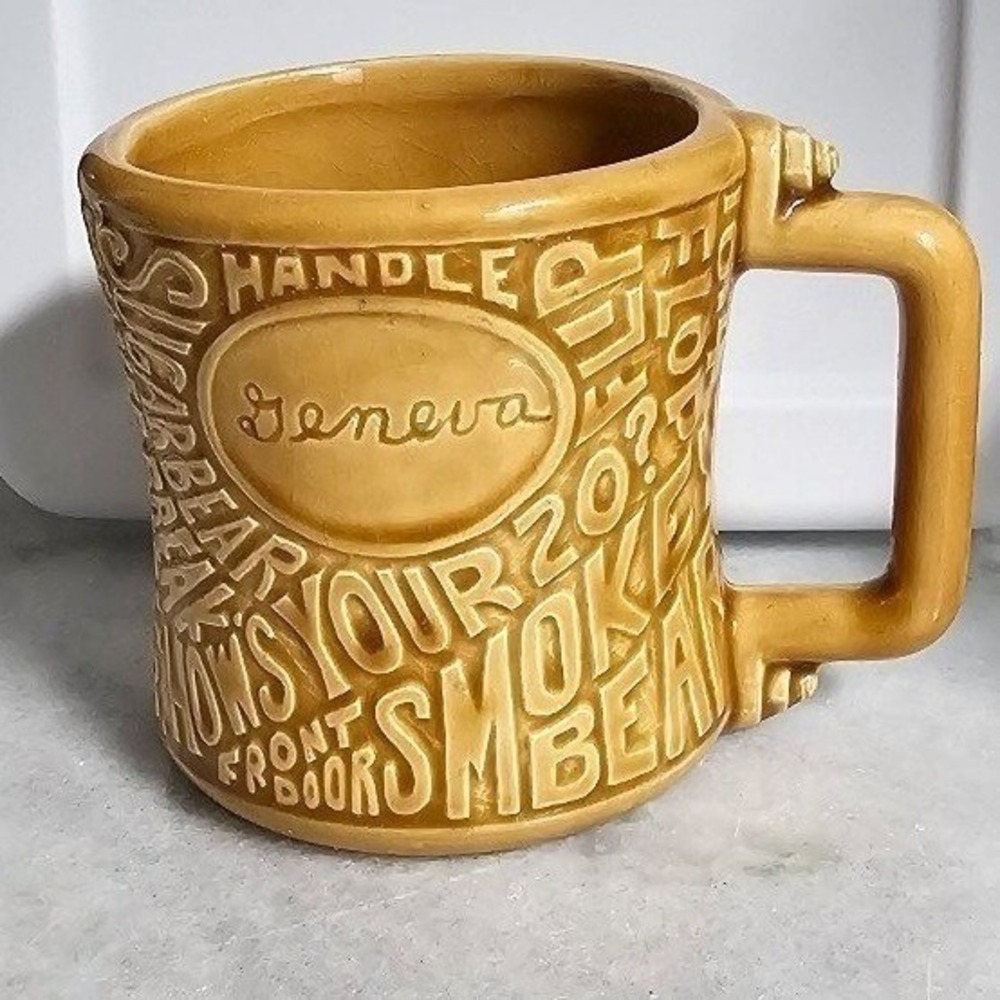 How's your 20 Sugar Bear? 1976 Duncan CB radio mug "Geneva" MCM Coffee Kitchen
